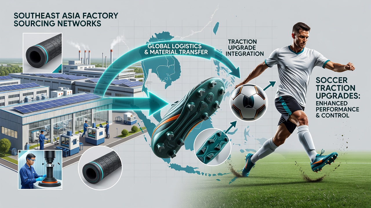 Close-up view of polymer processing equipment used for sports grip and traction components