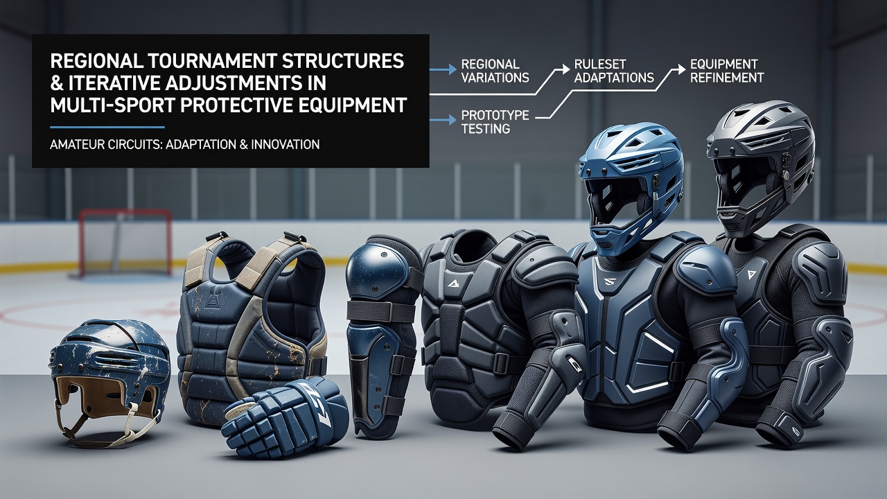 Regional amateur tournaments featuring athletes in multi-sport protective gear during competitive play